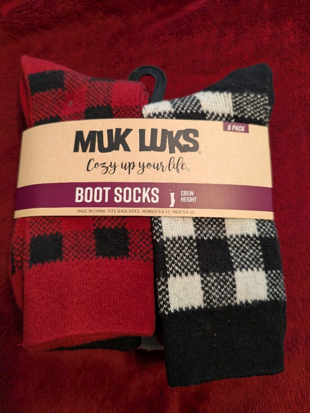 Muk Luks Boot Socks Crew Height - 6 Pack